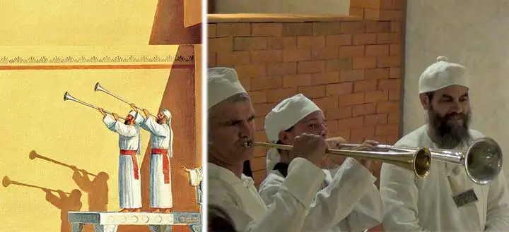 Sacerdotes tocando la trompeta